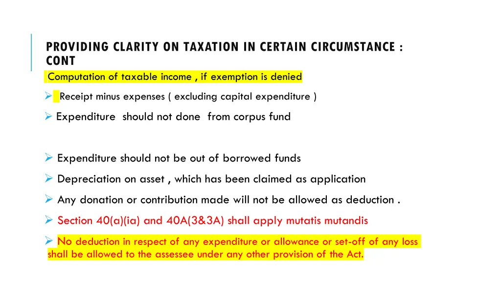 providing clarity on taxation in certain