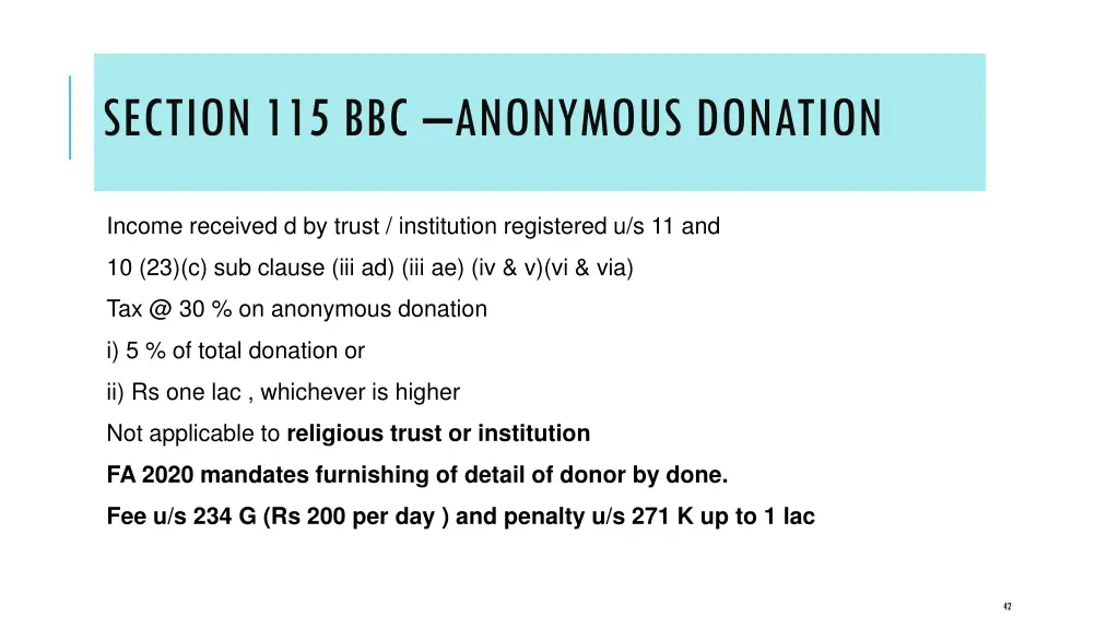 section 115 bbc anonymous donation