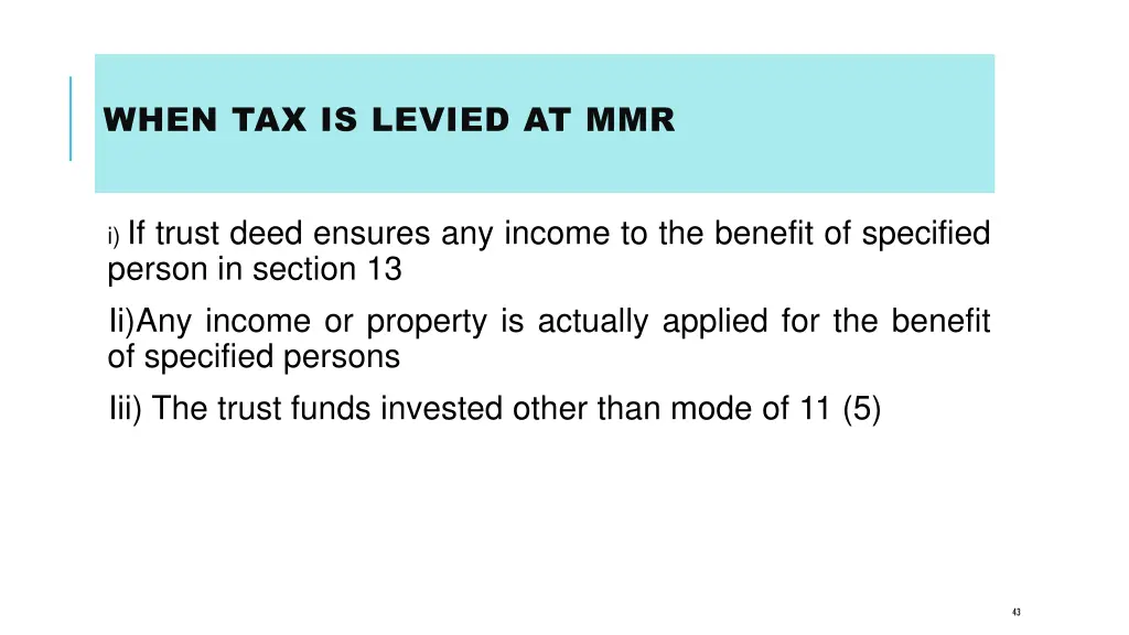 when tax is levied at mmr