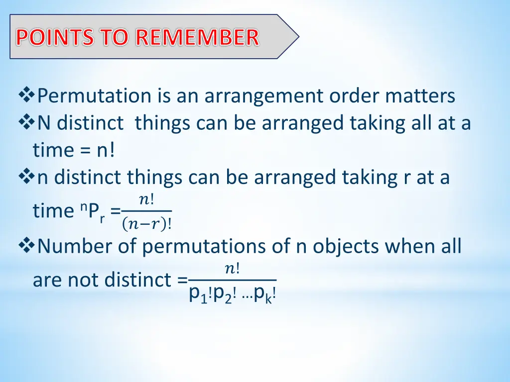 points to remember