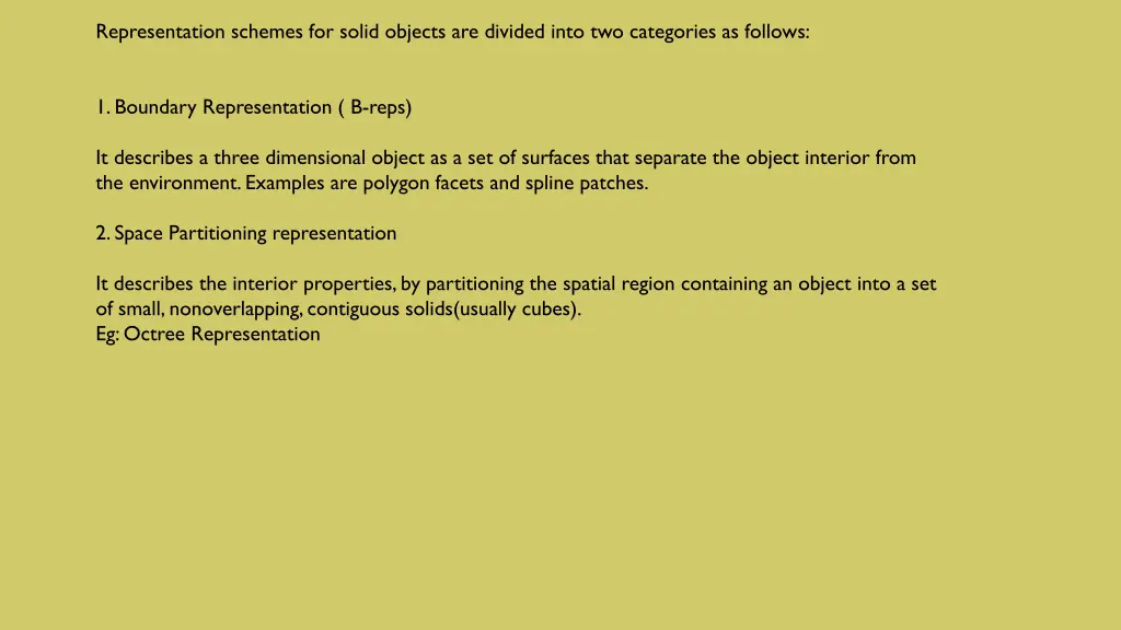 representation schemes for solid objects