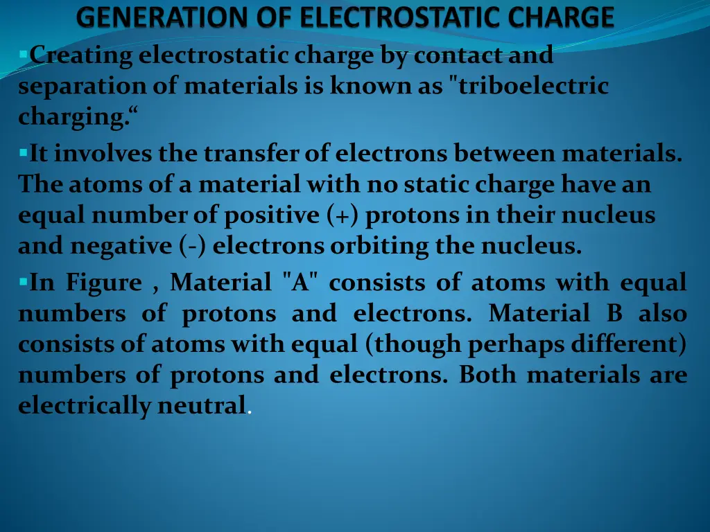 creating electrostatic charge by contact