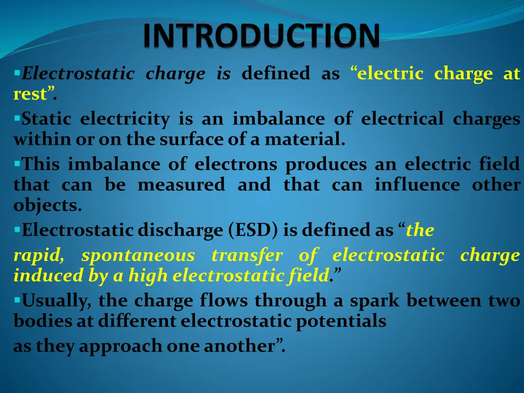 electrostatic charge is defined as electric