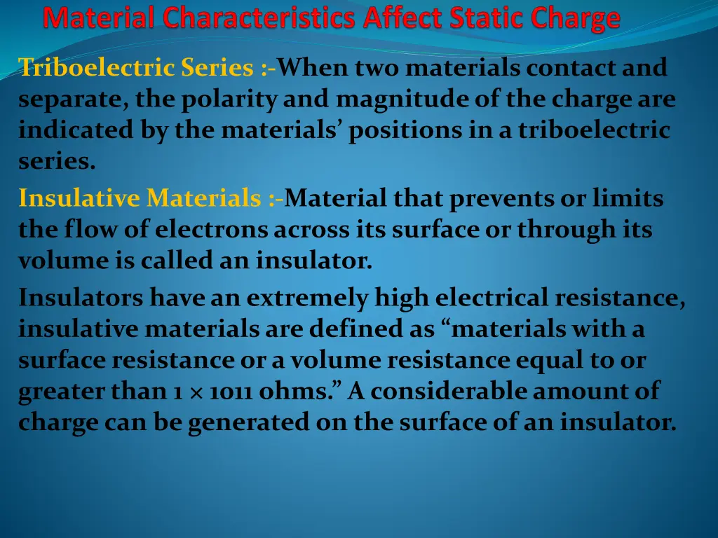 triboelectric series when two materials contact