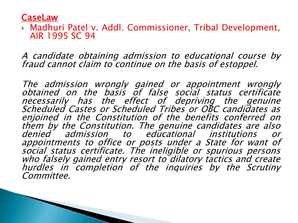 caselaw madhuri patel v addl commissioner tribal