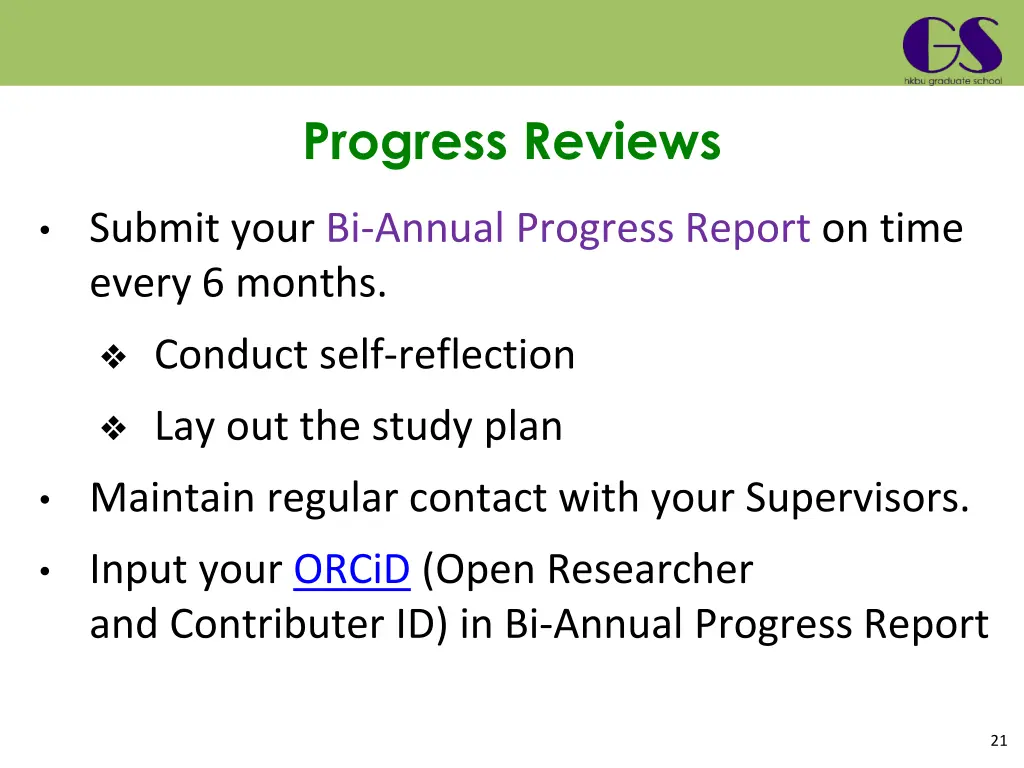 progress reviews