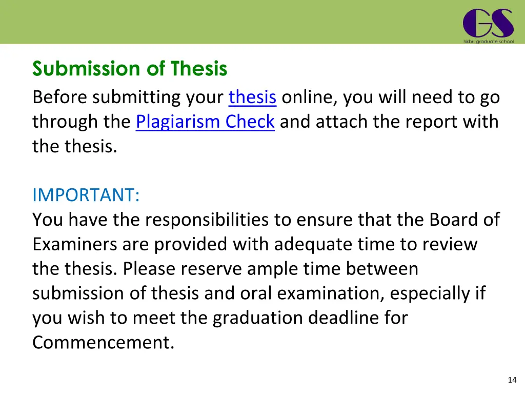 submission of thesis before submitting your