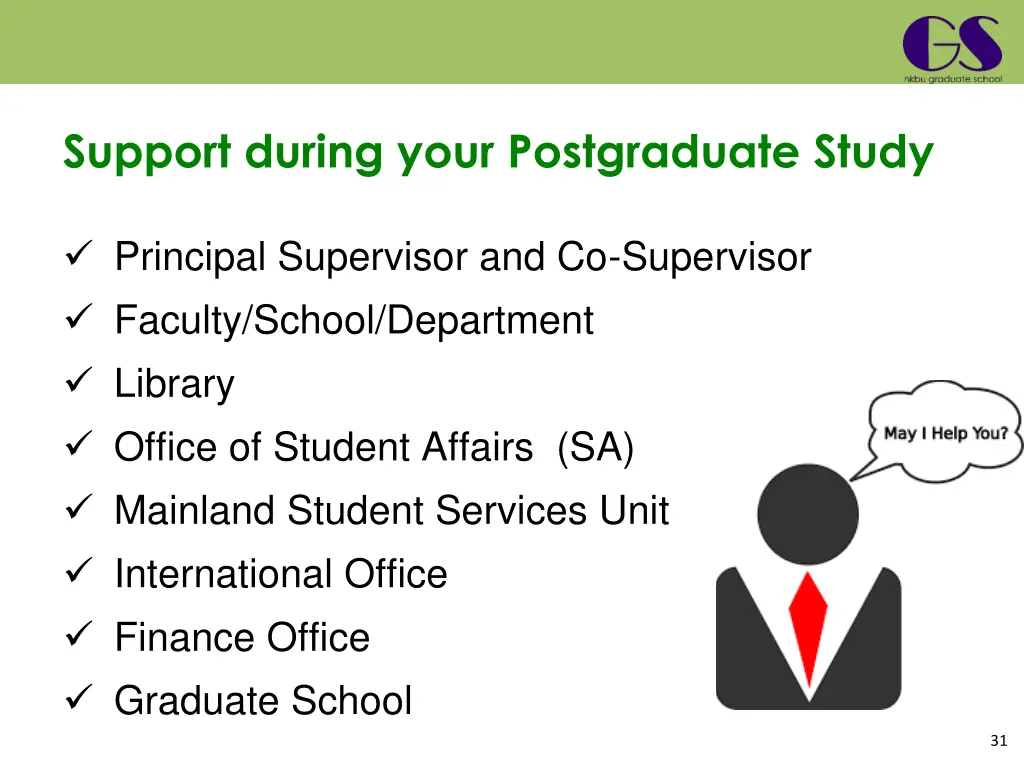 support during your postgraduate study