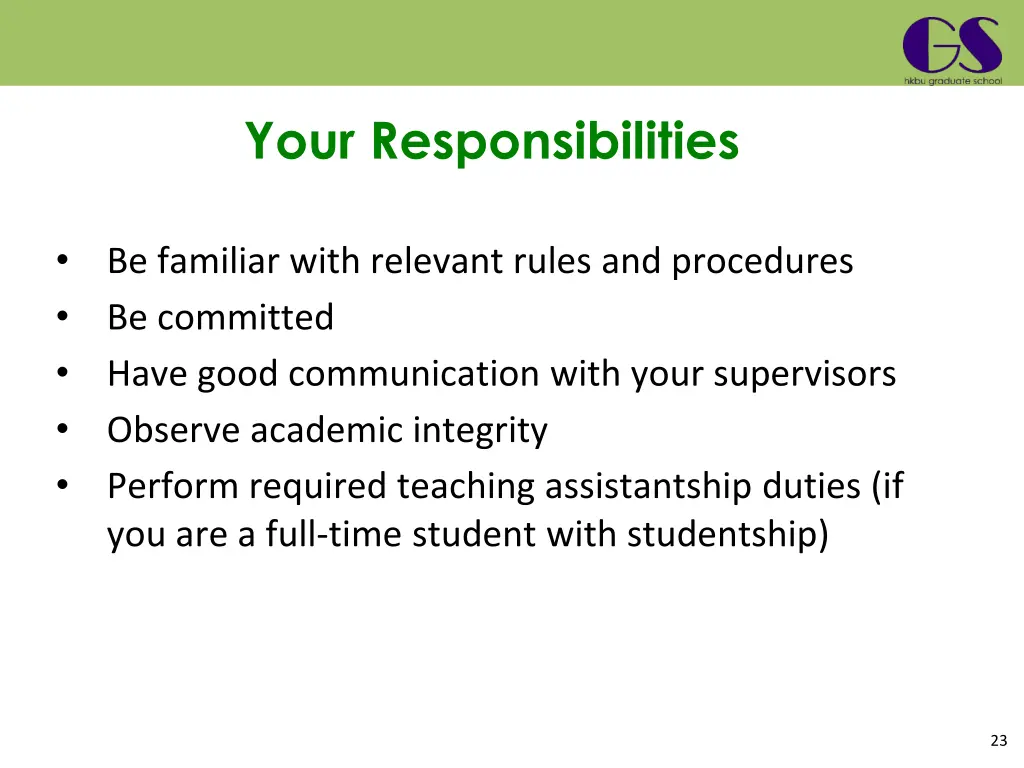 your responsibilities