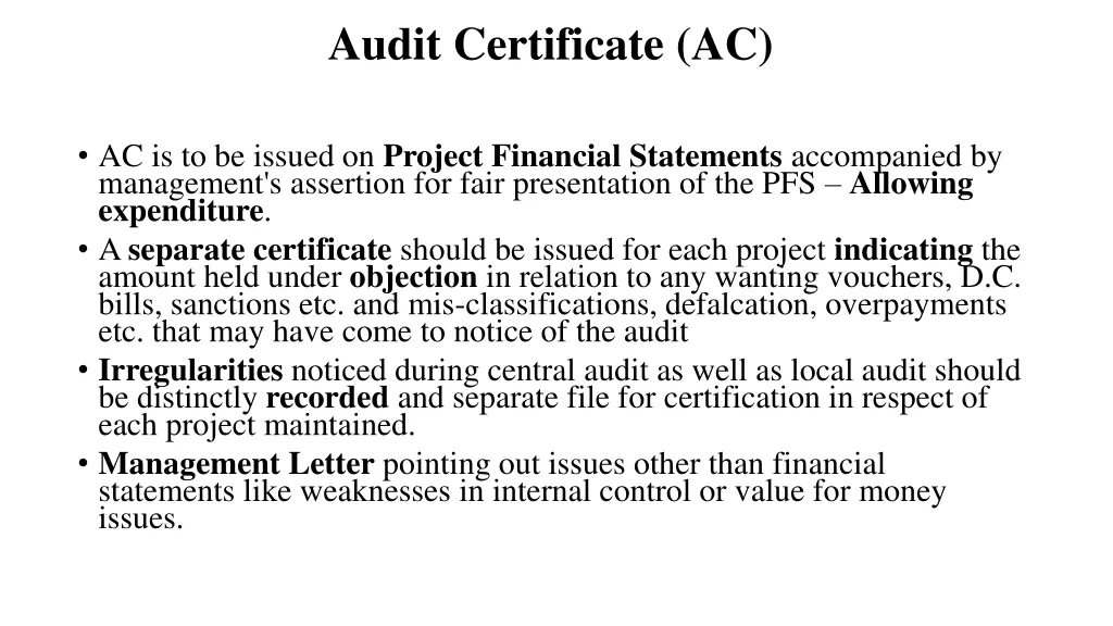 audit certificate ac