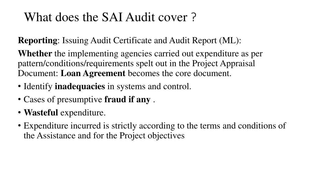 what does the sai audit cover