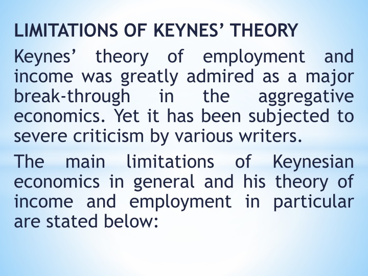 limitations of keynes theory keynes theory income