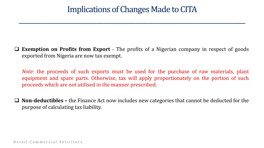 implications of changes made to cita 1