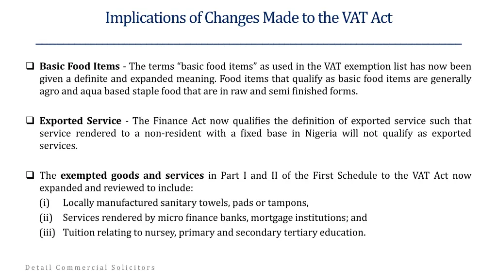 implications of changes made to the vat act 3