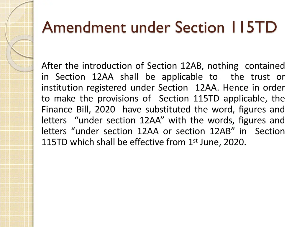 amendment under section 115td