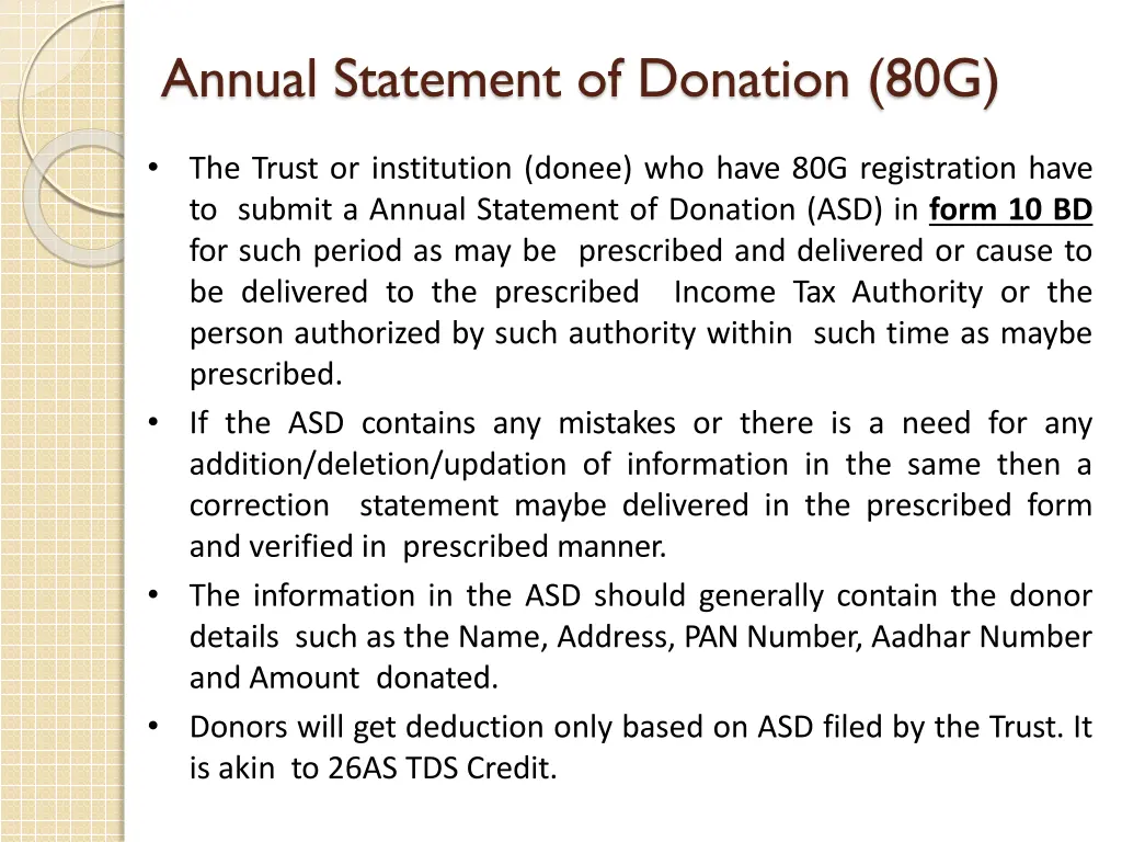 annual statement of donation 80g