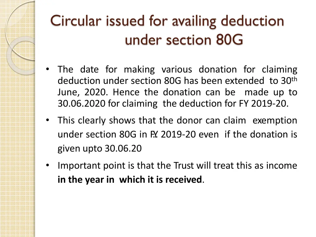 circular issued for availing deduction under