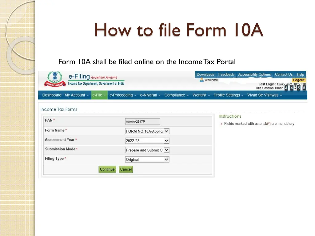 how to file form 10a