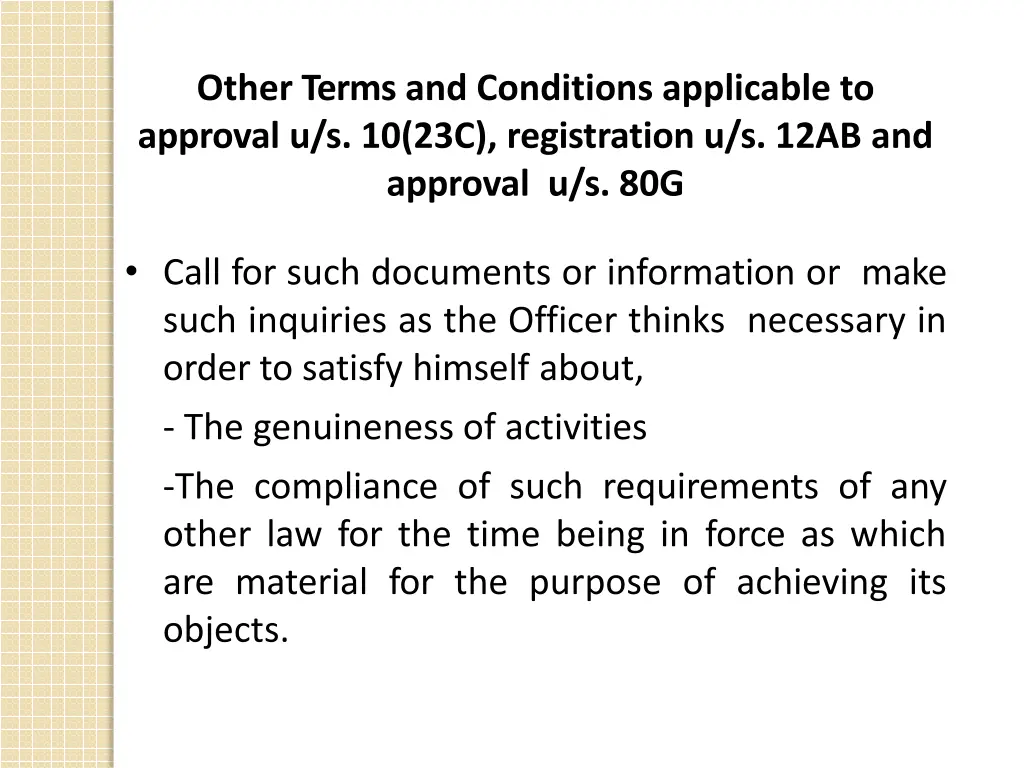 other terms and conditions applicable to approval