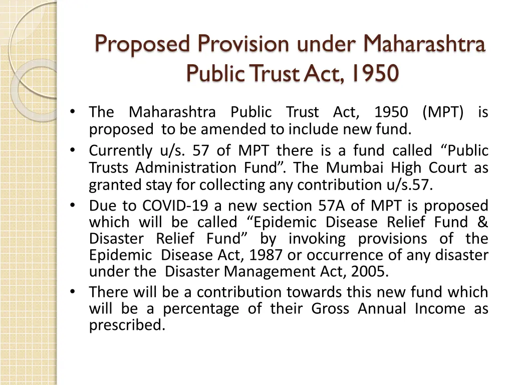 proposed provision under maharashtra