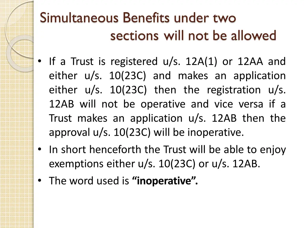 simultaneous benefits under two sections will