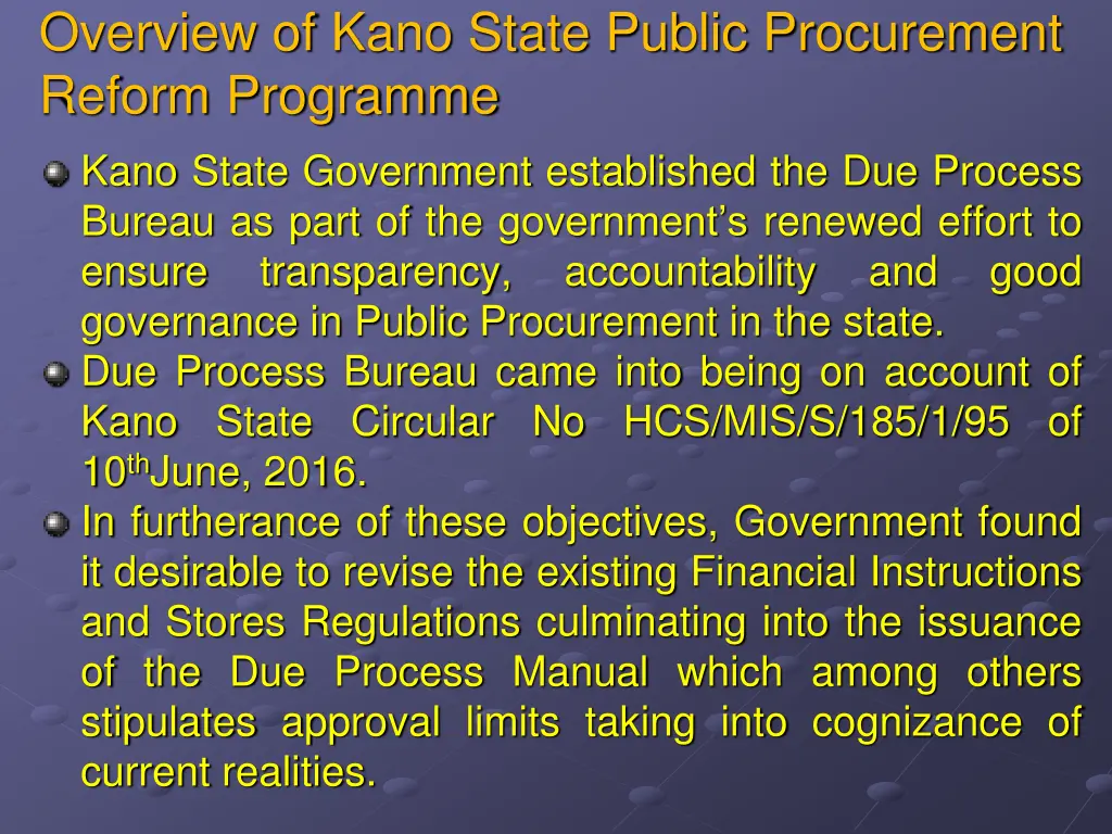 overview of kano state public procurement reform