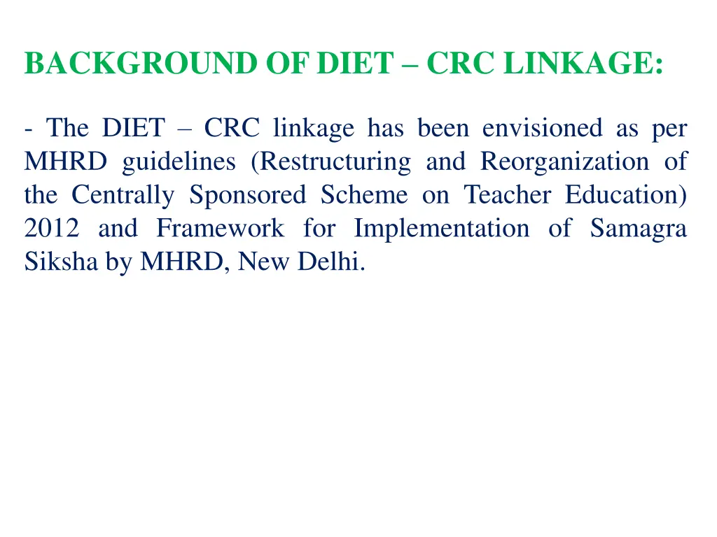 background of diet crc linkage