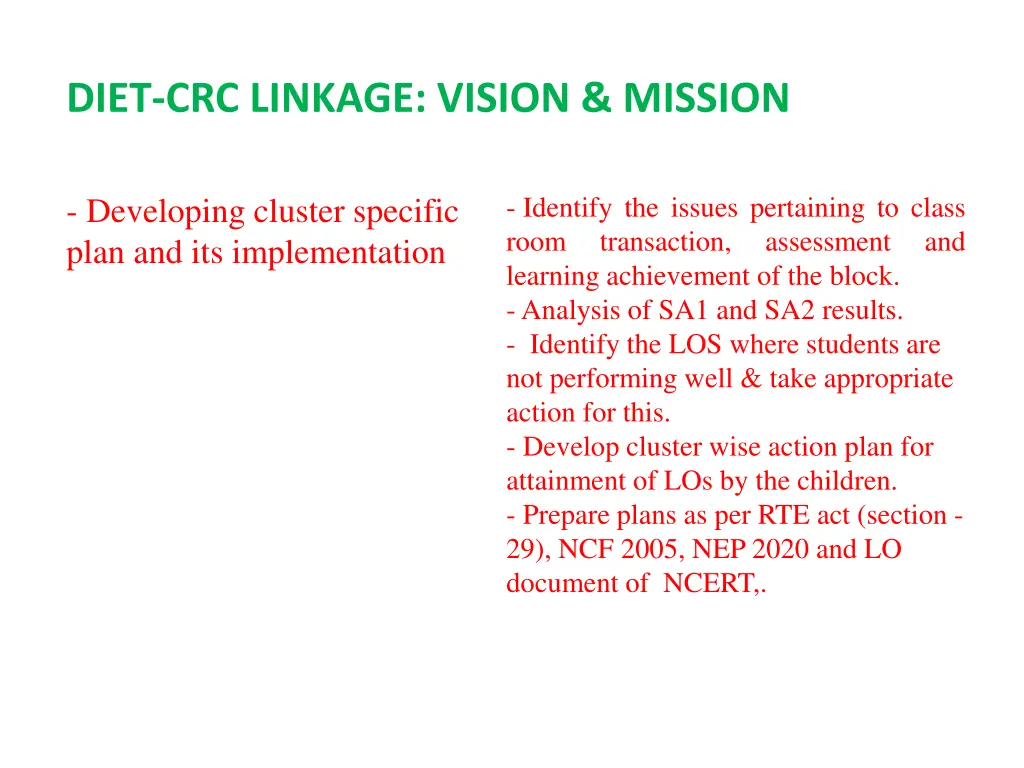 diet crc linkage vision mission 2