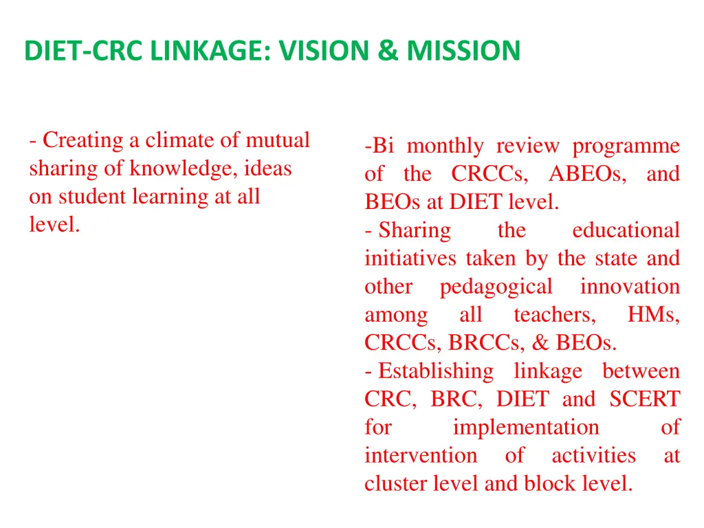 diet crc linkage vision mission 3