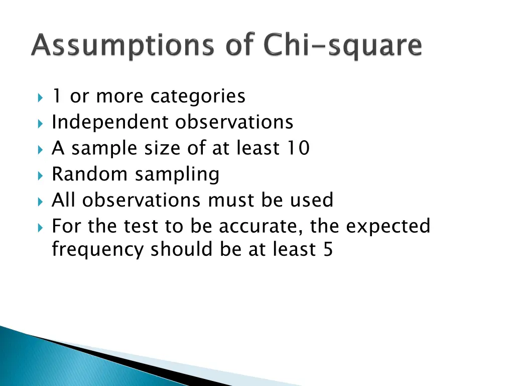 1 or more categories independent observations