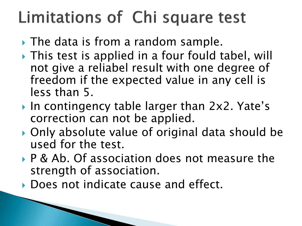 the data is from a random sample this test