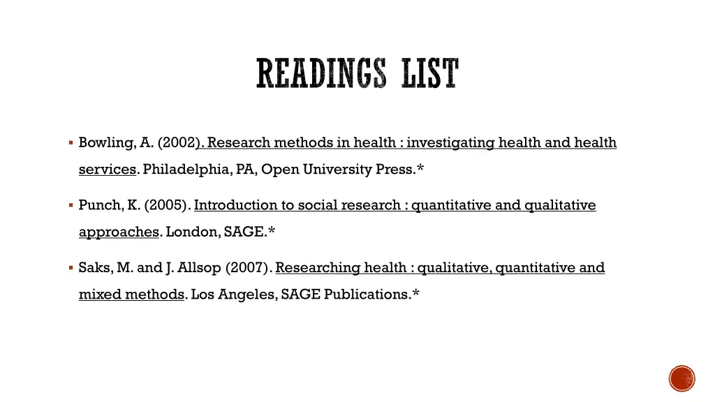 readings list