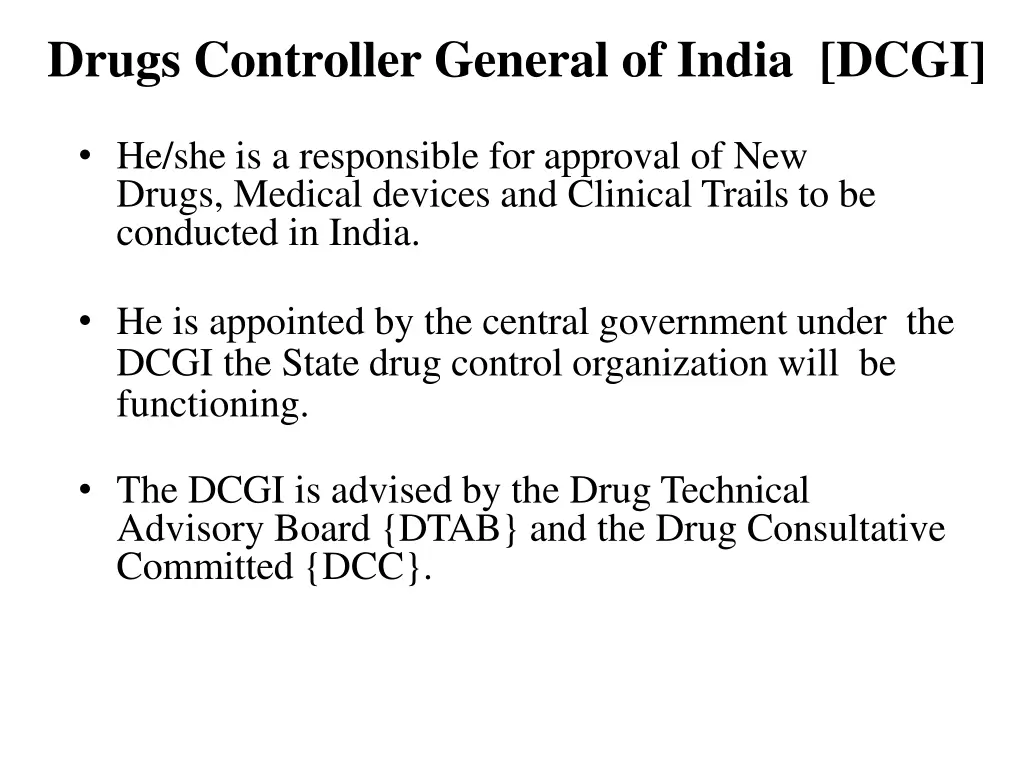 drugs controller general of india dcgi