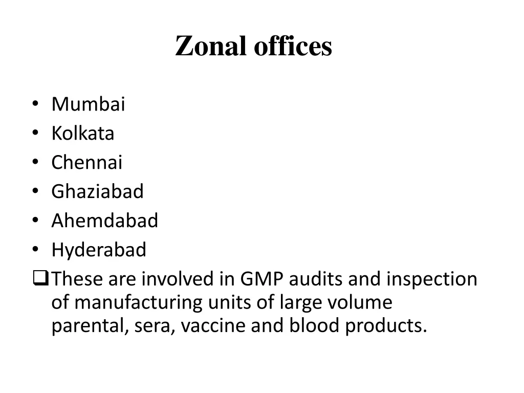 zonal offices