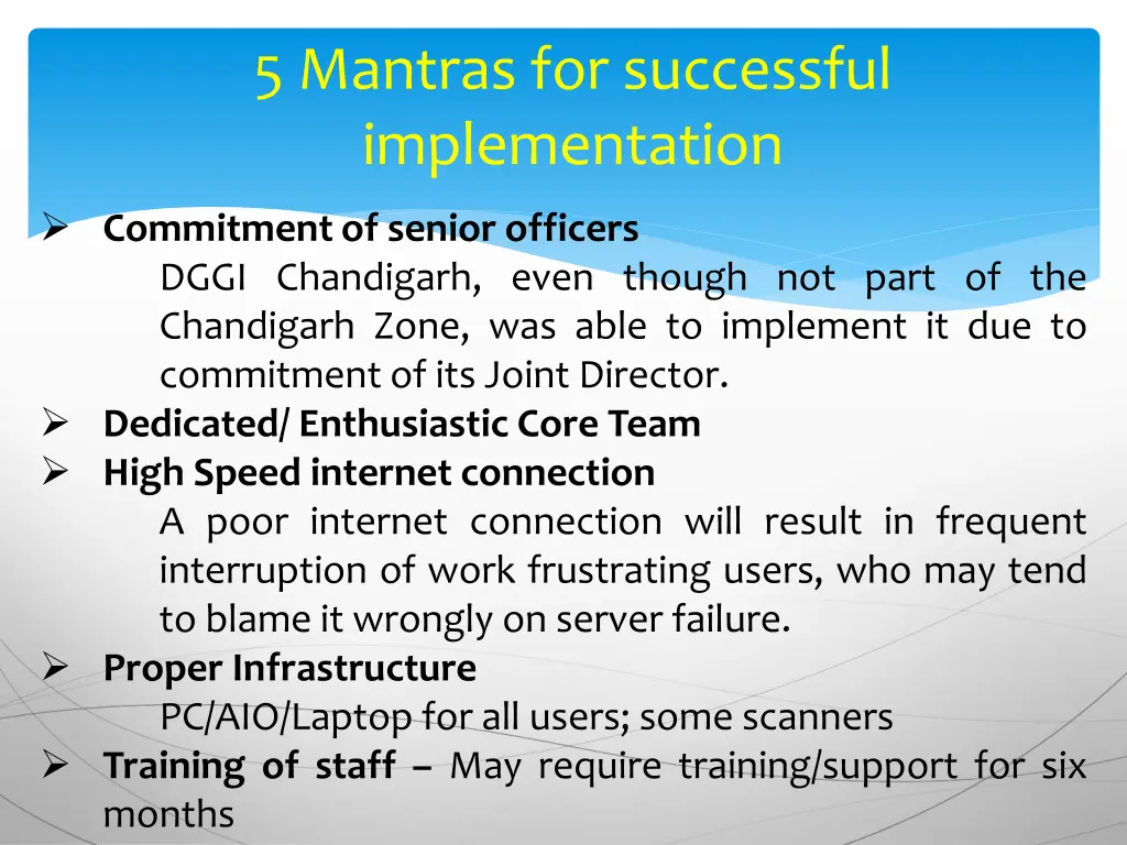 5 mantras for successful implementation