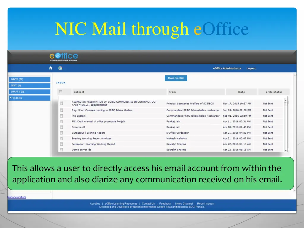 nic mail through eoffice