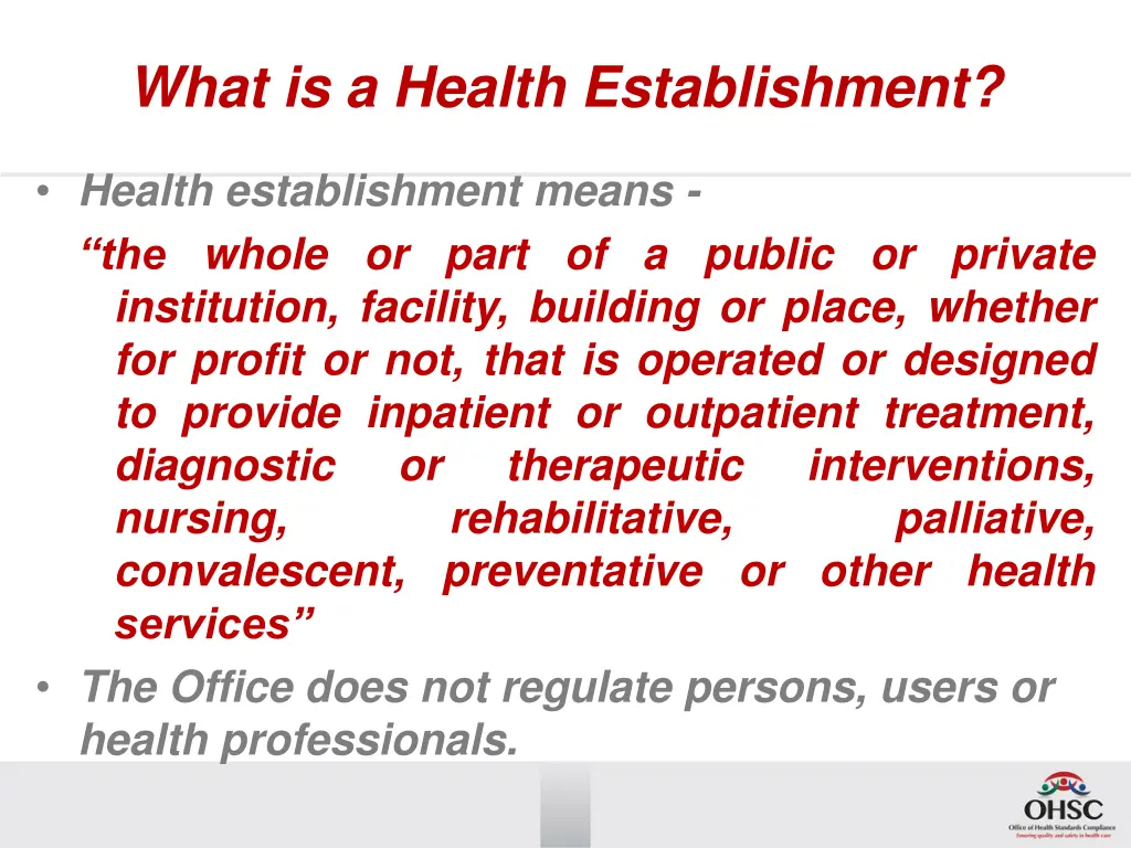 what is a health establishment