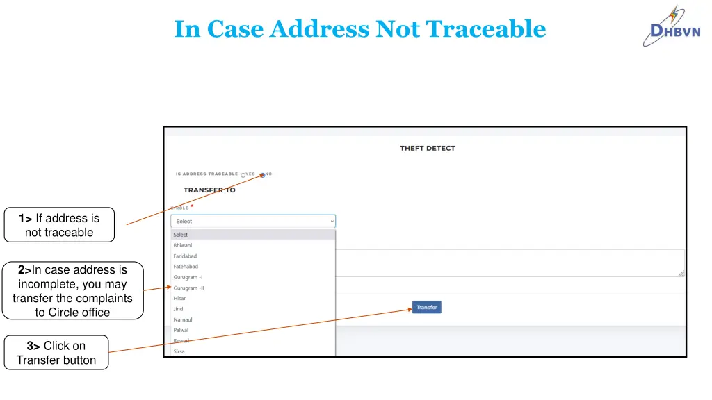 in case address not traceable