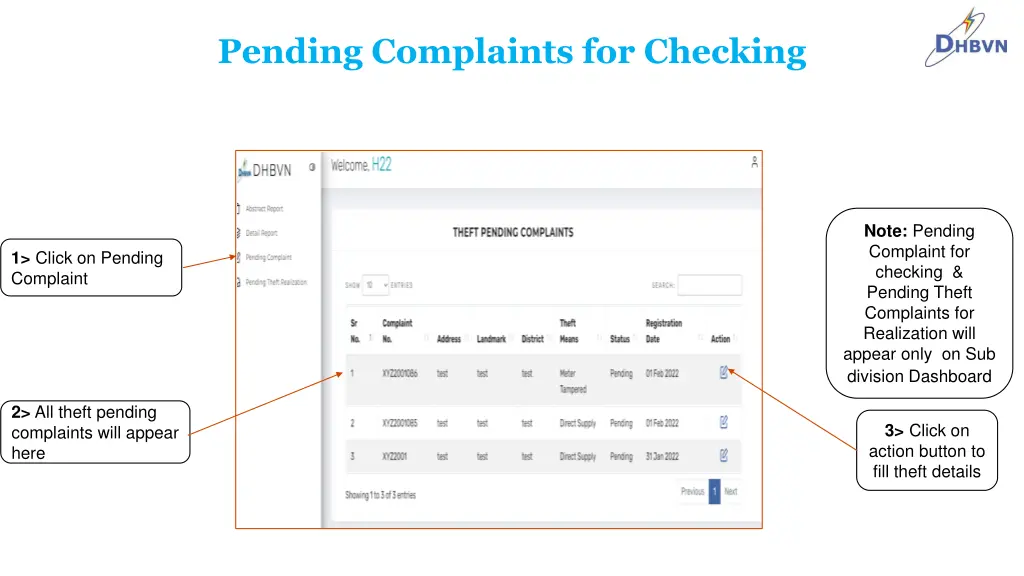 pending complaints for checking