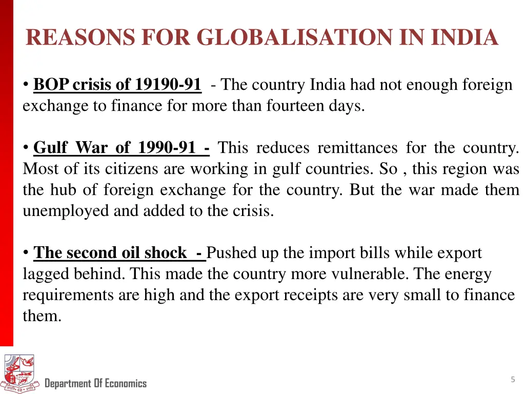 reasons for globalisation in india