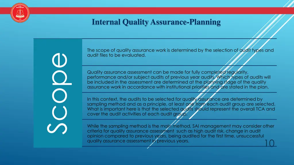 internal quality assurance planning