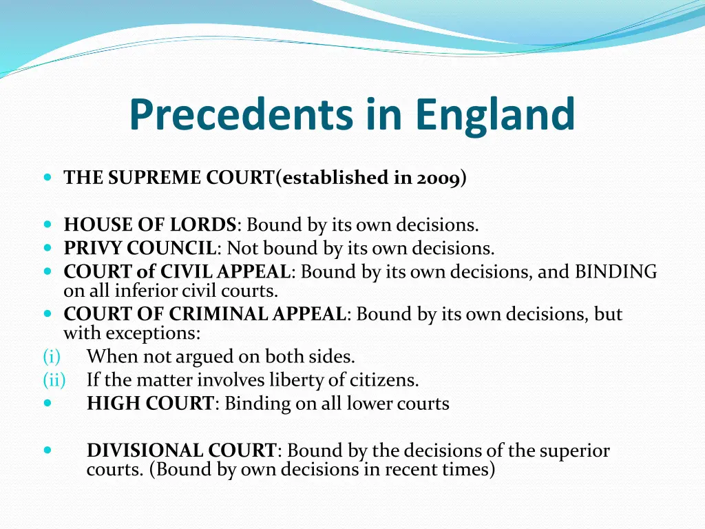 precedents in england