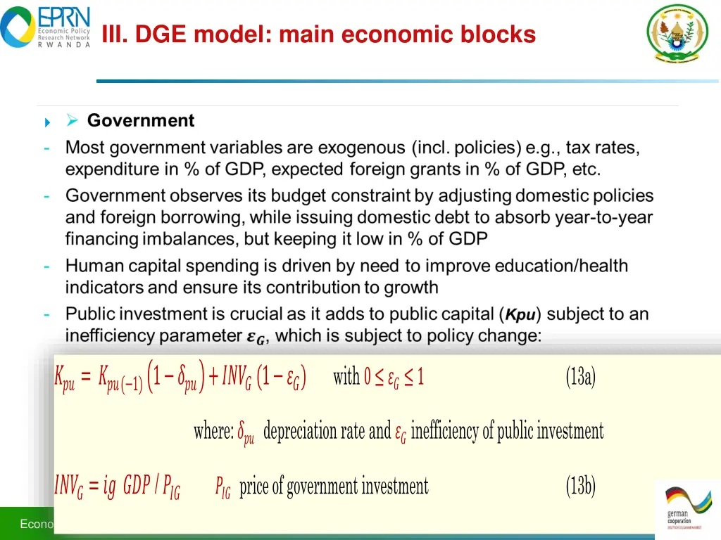 iii dge model main economic blocks 1