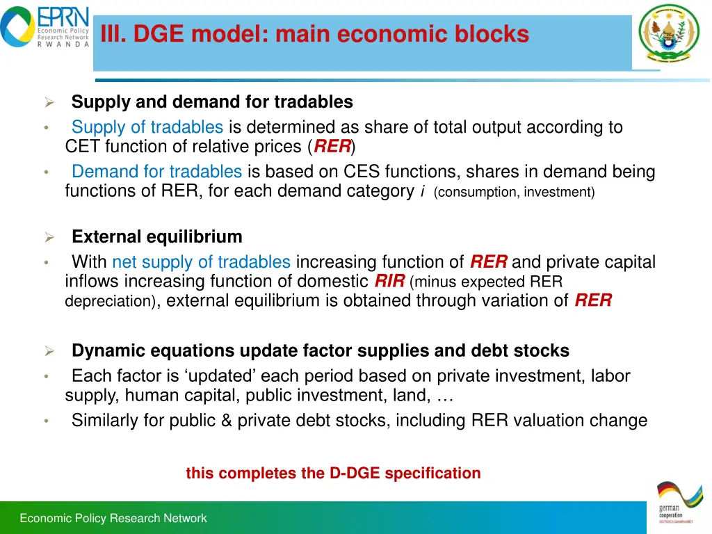 iii dge model main economic blocks 2