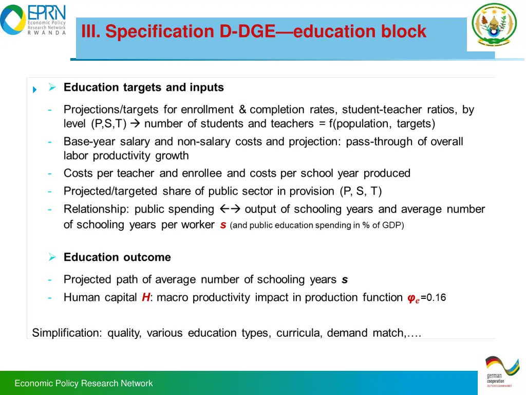 iii specification d dge education block