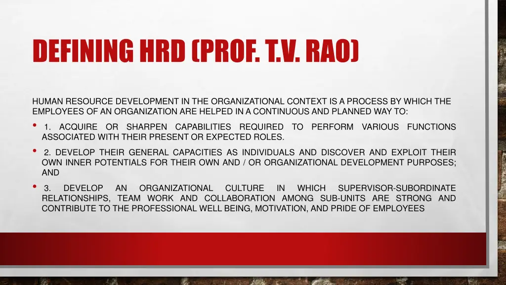 defining hrd prof t v rao