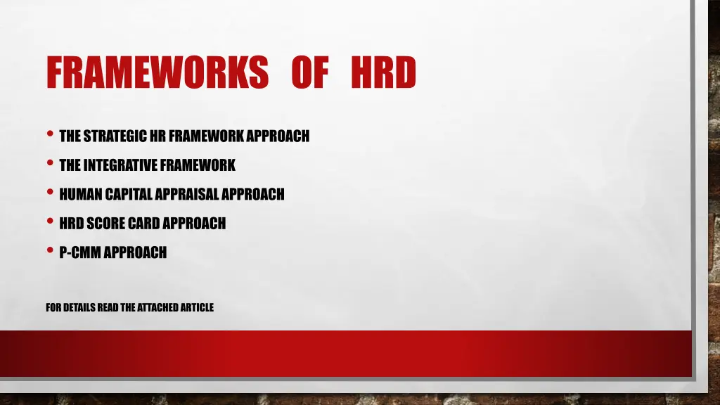 frameworks of hrd