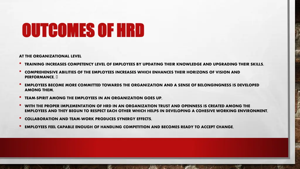 outcomes of hrd outcomes of hrd