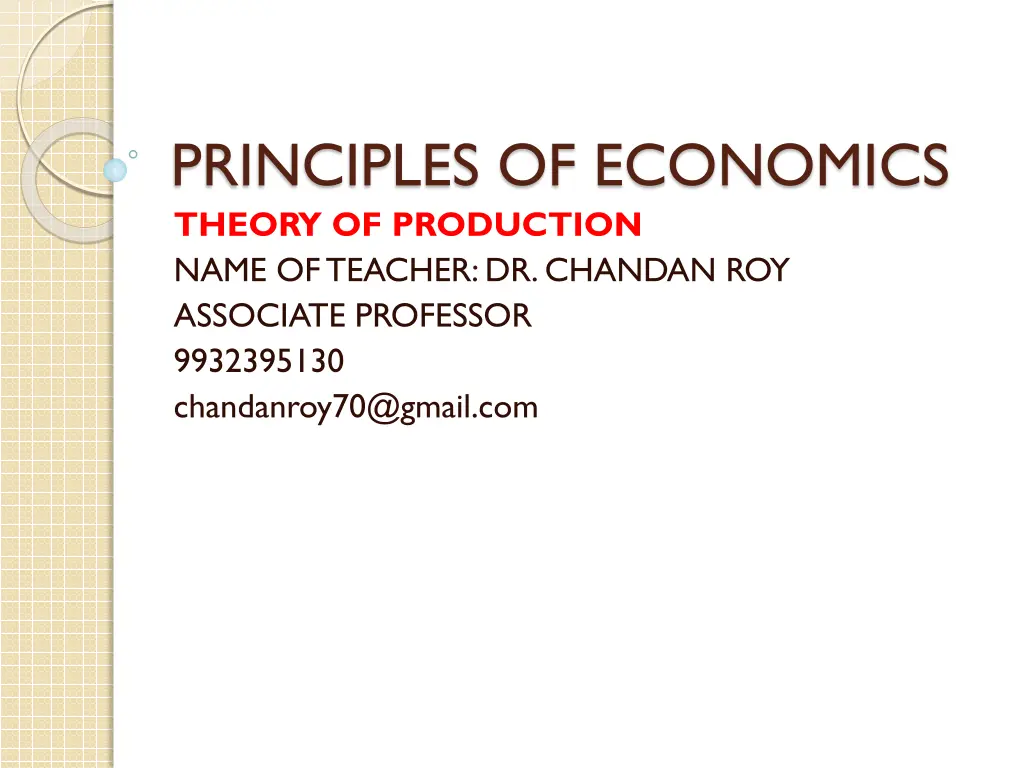 principles of economics theory of production name