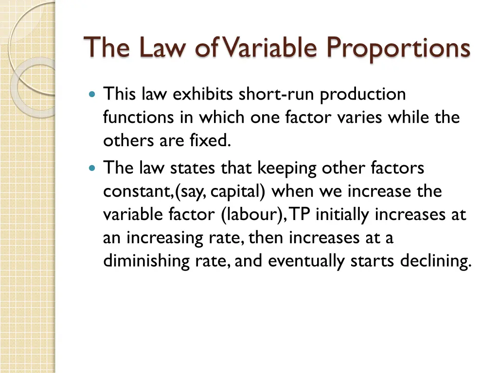 the law of variable proportions